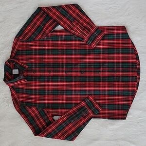 Gymboree A Royal Christmas Plaid Poplin Button Up Shirt Red & Green Men's Size S